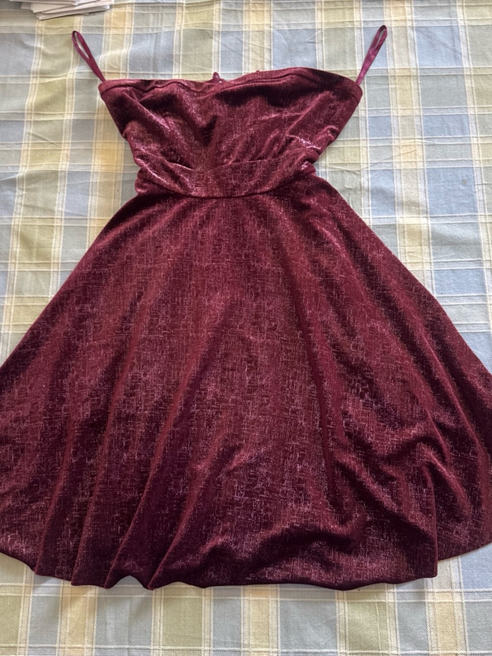 Free People Burgundy Velvet Mini Dress with Spaghetti Straps